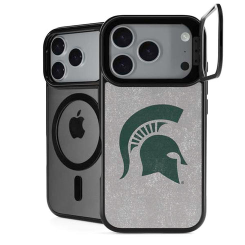 Michigan State University Grey Spartans Logo iPhone 18 Pro Kickstand Case
