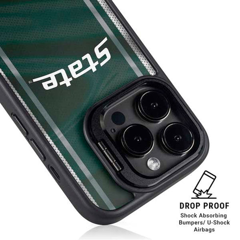 Michigan State University Jersey Grey iPhone 15 Pro Kickstand Case