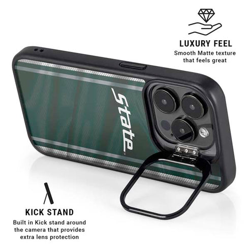 Michigan State University Jersey Grey iPhone 16 Pro Max Kickstand Case