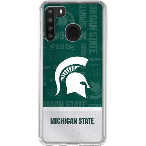 Michigan State University Jersey Split Galaxy A21 Clear Case
