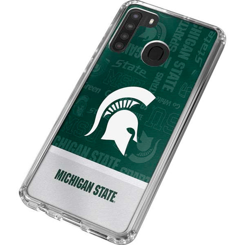 Michigan State University Jersey Split Galaxy A21 Clear Case