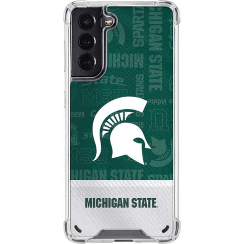 Michigan State University Jersey Split Galaxy S21 5G Clear Case