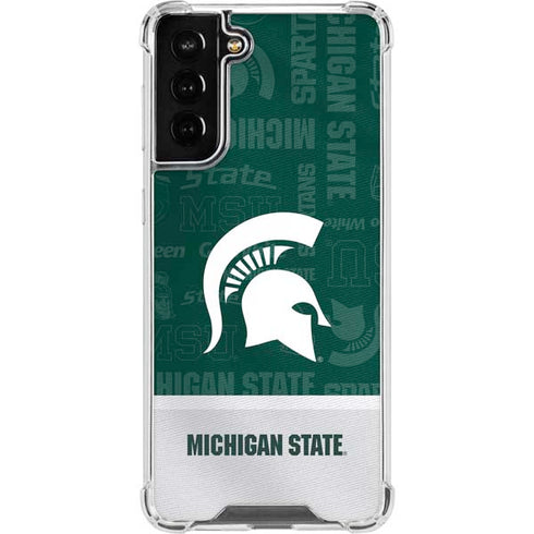Michigan State University Jersey Split Galaxy S21 FE Clear Case