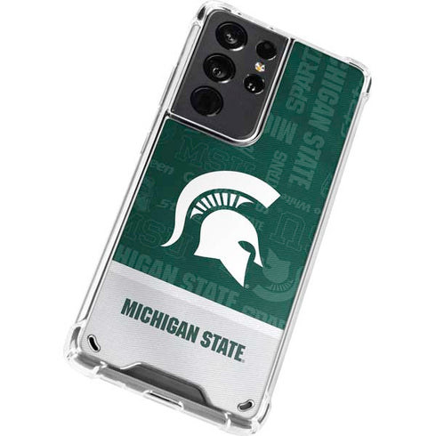 Michigan State University Jersey Split Galaxy S21 Ultra 5G Clear Case