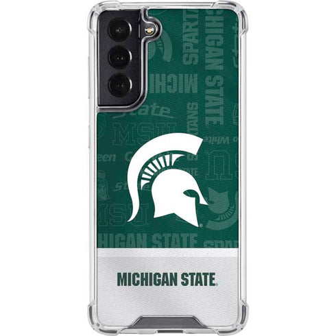 Michigan State University Jersey Split Galaxy S22 Clear Case