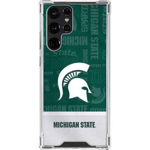 Michigan State University Jersey Split Galaxy S22 Ultra Clear Case