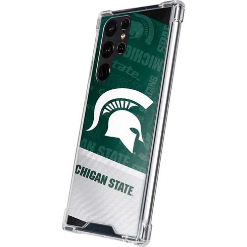 Michigan State University Jersey Split Galaxy S22 Ultra Clear Case