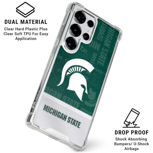 Michigan State University Jersey Split Galaxy S25 Ultra Clear Case