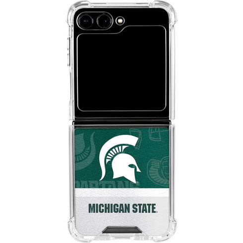 Michigan State University Jersey Split Galaxy Z Flip6 Clear Case