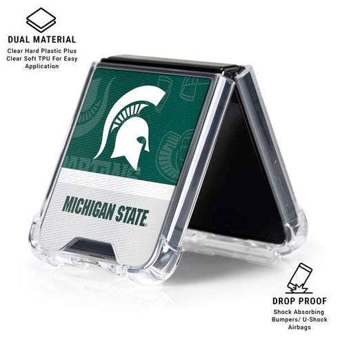 Michigan State University Jersey Split Galaxy Z Flip6 Clear Case