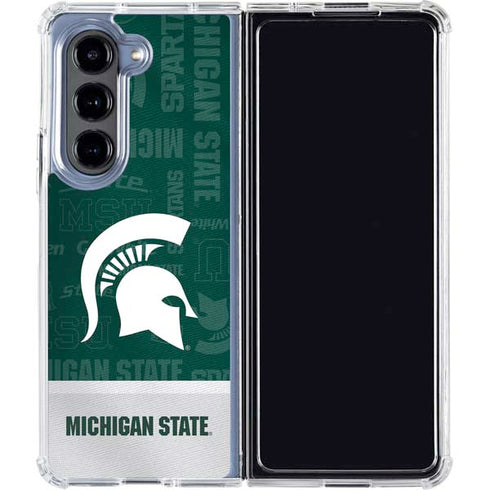 Michigan State University Jersey Split Galaxy Z Fold5 5G Clear Case