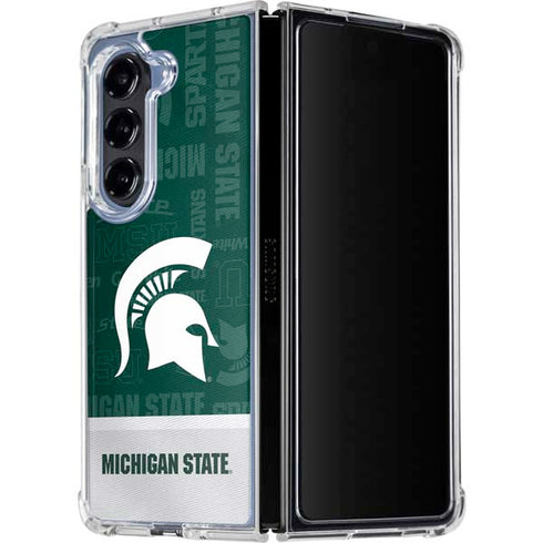 Michigan State University Jersey Split Galaxy Z Fold5 5G Clear Case