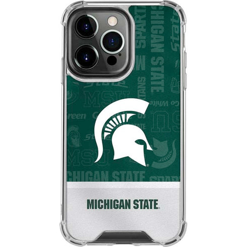 Michigan State University Jersey Split iPhone 13 Pro Clear Case