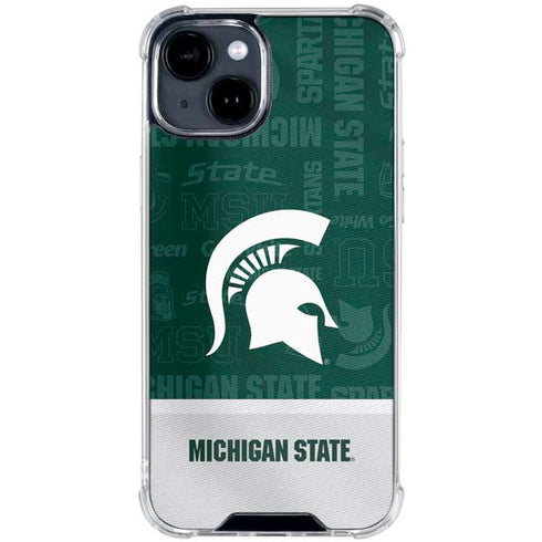 Michigan State University Jersey Split iPhone 14 Clear Case