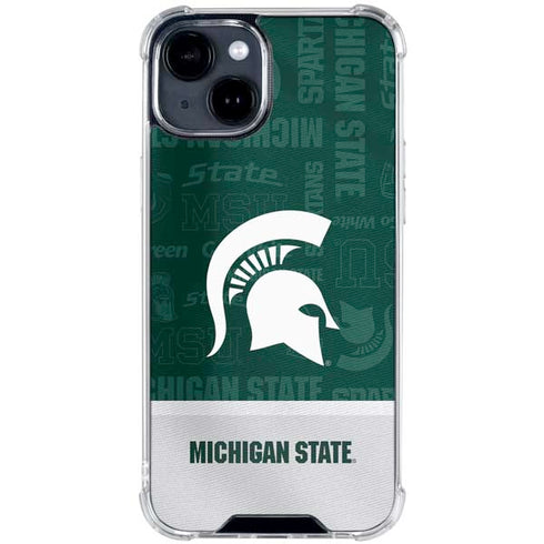 Michigan State University Jersey Split iPhone 14 Plus Clear Case
