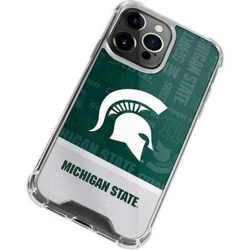 Michigan State University Jersey Split iPhone 14 Pro Clear Case