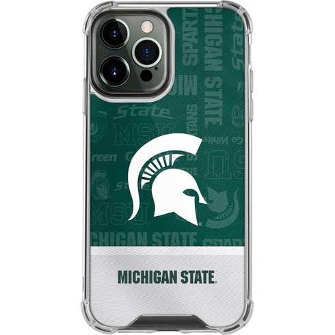 Michigan State University Jersey Split iPhone 14 Pro Max Clear Case