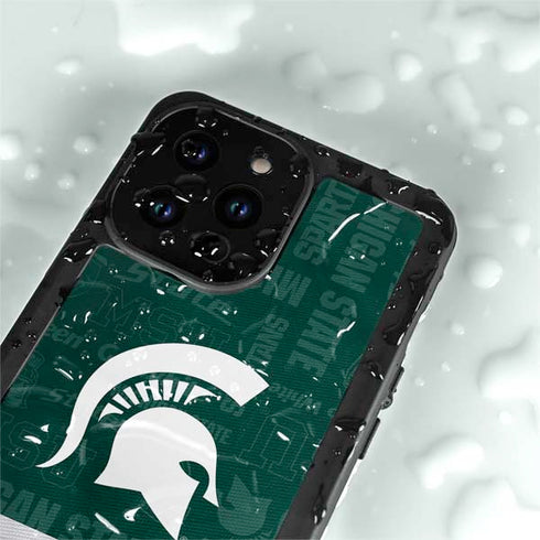 Michigan State University Jersey Split iPhone 14 Pro Max Waterproof Case