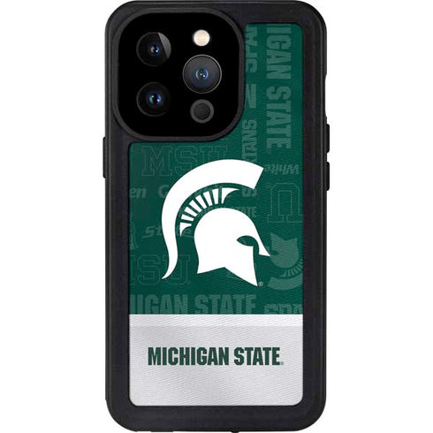 Michigan State University Jersey Split iPhone 14 Pro Waterproof Case