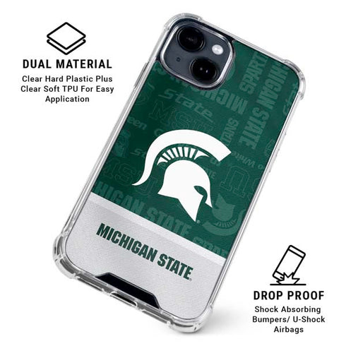 Michigan State University Jersey Split iPhone 15 Plus Clear Case