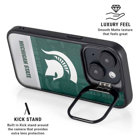 Michigan State University Jersey Split iPhone 15 Plus Kickstand Case