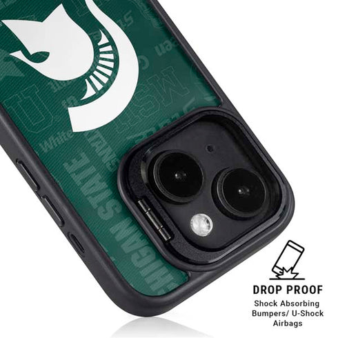 Michigan State University Jersey Split iPhone 15 Plus Kickstand Case