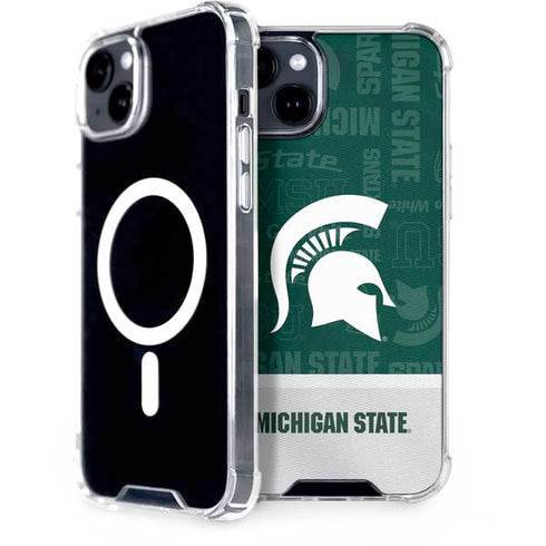 Michigan State University Jersey Split iPhone 15 Plus MagSafe Case