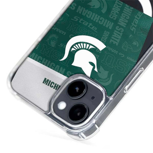 Michigan State University Jersey Split iPhone 15 Plus MagSafe Case
