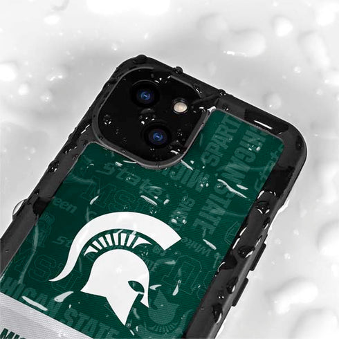 Michigan State University Jersey Split iPhone 15 Plus Waterproof Case