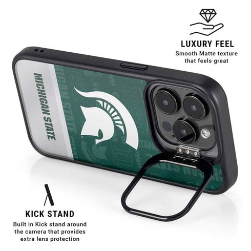 Michigan State University Jersey Split iPhone 15 Pro Kickstand Case