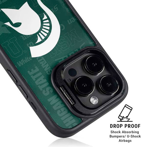 Michigan State University Jersey Split iPhone 15 Pro Kickstand Case