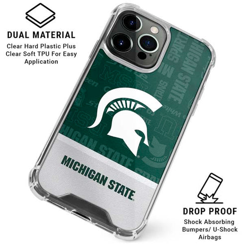 Michigan State University Jersey Split iPhone 15 Pro Max Clear Case