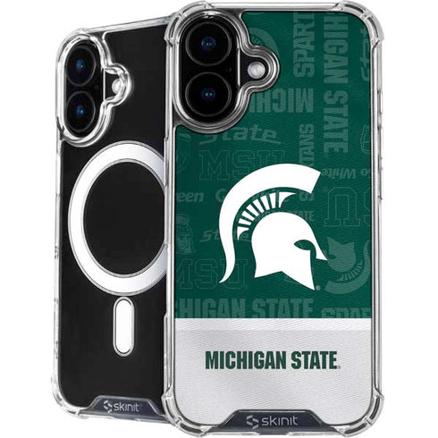 Michigan State University Jersey Split iPhone 16 Plus MagSafe Case