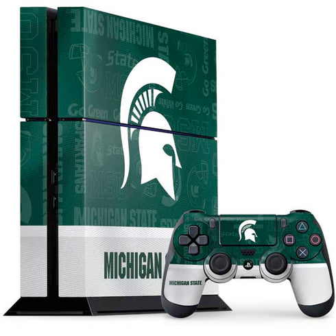 Michigan State University Jersey Split PS4 Console and Controller Bundle Skin