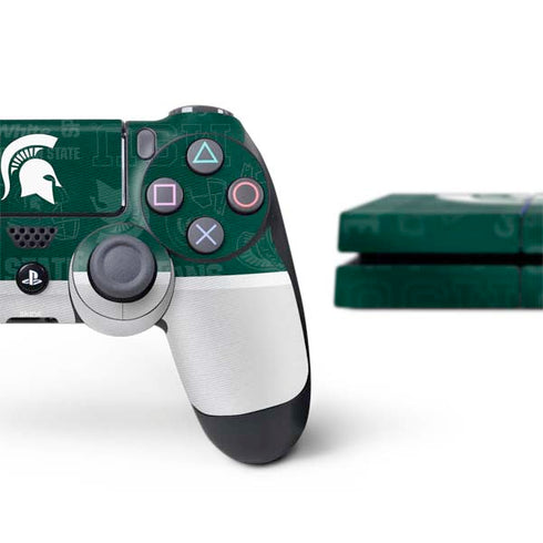 Michigan State University Jersey Split PS4 Console and Controller Bundle Skin
