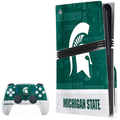 Michigan State University Jersey Split PS5 Pro Disk Bundle Skin