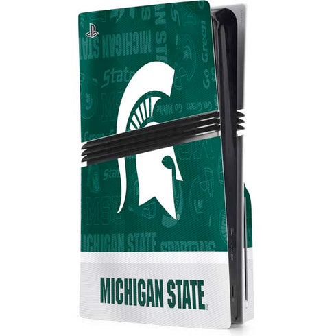 Michigan State University Jersey Split PS5 Pro Disk Console Skin