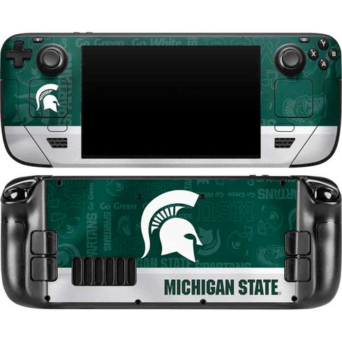 Michigan State University Jersey Split Steam Deck Handheld Gaming Computer OLED Skin