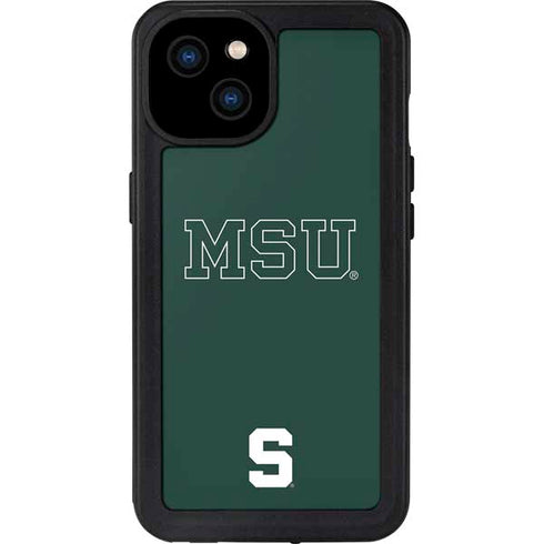 Michigan State University MSU Letters iPhone 15 Plus Waterproof Case