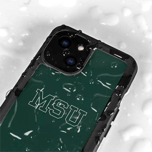 Michigan State University MSU Letters iPhone 15 Plus Waterproof Case