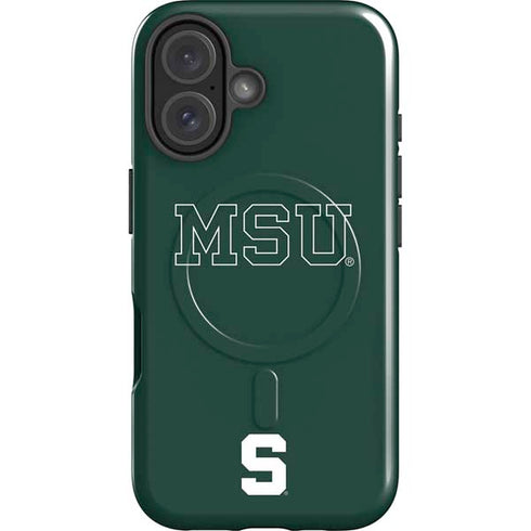 Michigan State University MSU Letters iPhone 16 Magsafe Impact Case