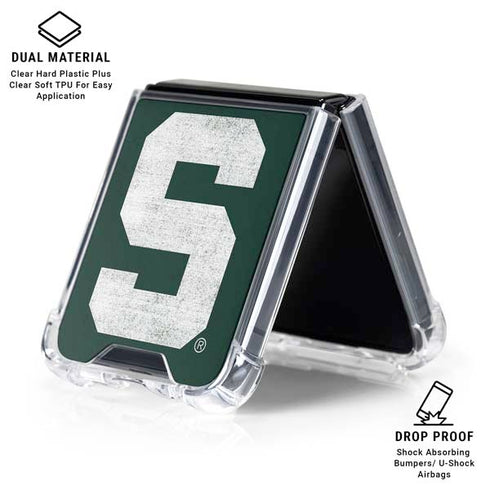 Michigan State University Spartans Away Grey S Galaxy Z Flip6 Clear Case