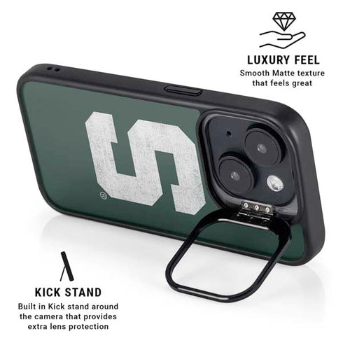 Michigan State University Spartans Away Grey S iPhone 15 Plus Kickstand Case