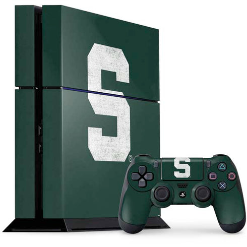 Michigan State University Spartans Away Grey S PS4 Console and Controller Bundle Skin