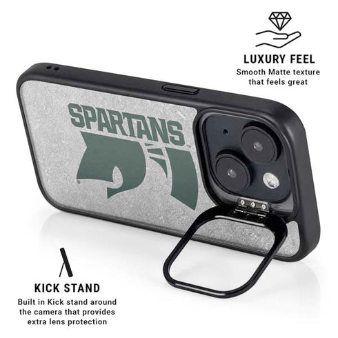 Michigan State University Spartans Half Logo iPhone 15 Plus Kickstand Case