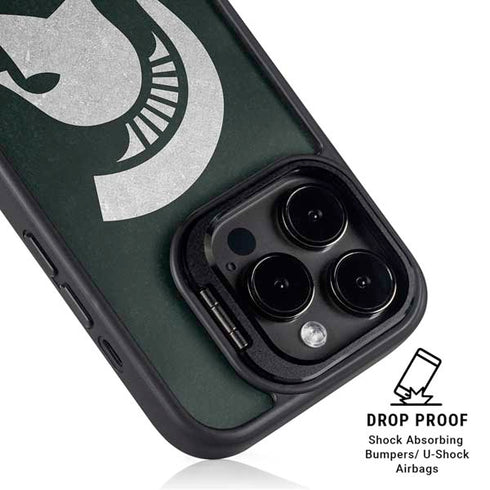Michigan State University Spartans Logo iPhone 15 Pro Max Kickstand Case