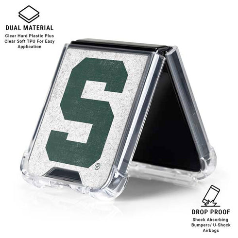 Michigan State University Spartans Mean Green S Galaxy Z Flip6 Clear Case