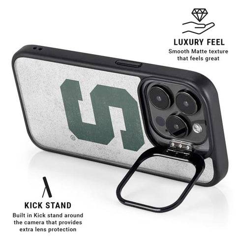 Michigan State University Spartans Mean Green S iPhone 14 Pro Max Kickstand Case