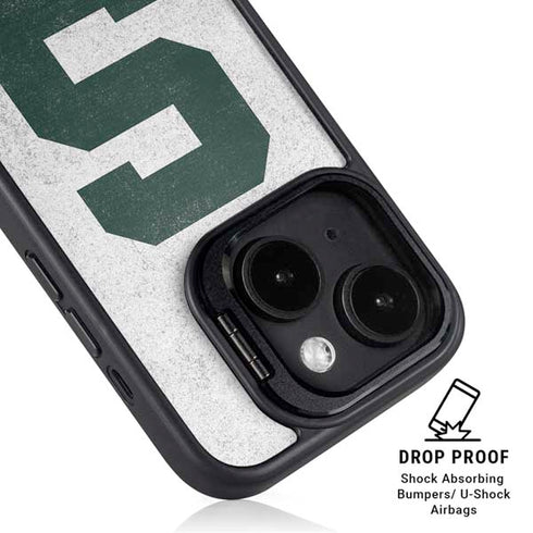 Michigan State University Spartans Mean Green S iPhone 15 Plus Kickstand Case