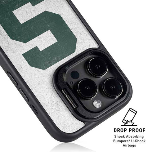 Michigan State University Spartans Mean Green S iPhone 15 Pro Kickstand Case